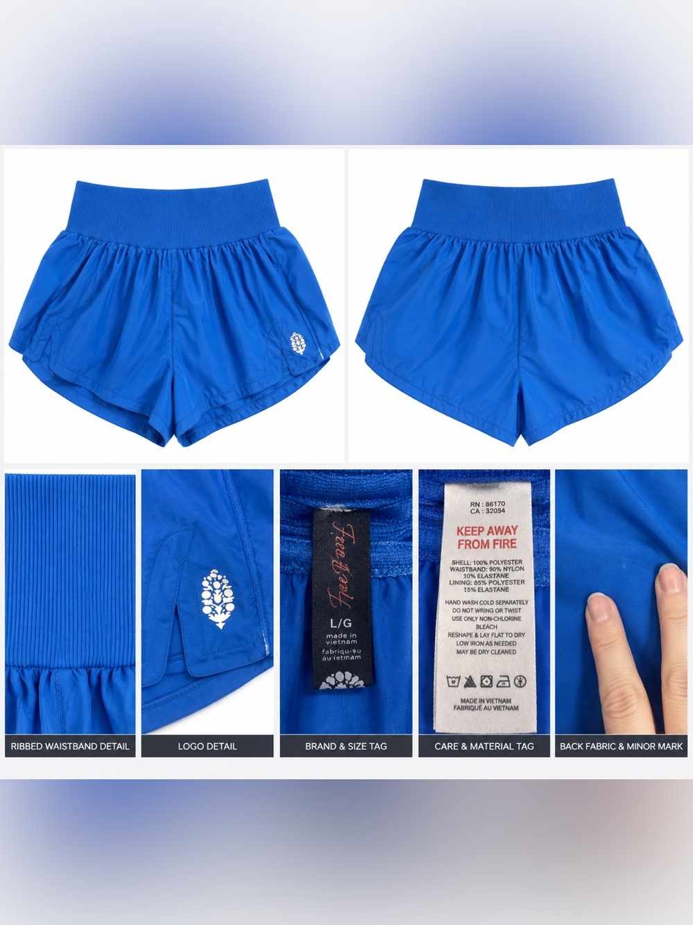 Free People Bright Blue Athletic Shorts